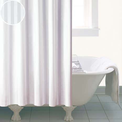 White Satin Stripe Shower Curtain