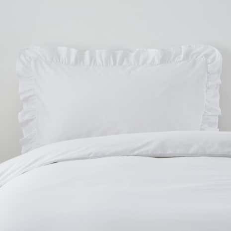 Non Iron Plain Dye White Frilled Pillowcase