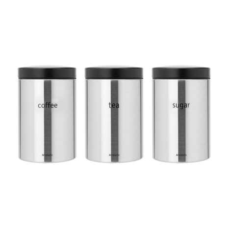 Brabantia Coffee Tea and Sugar Storage Jar Set