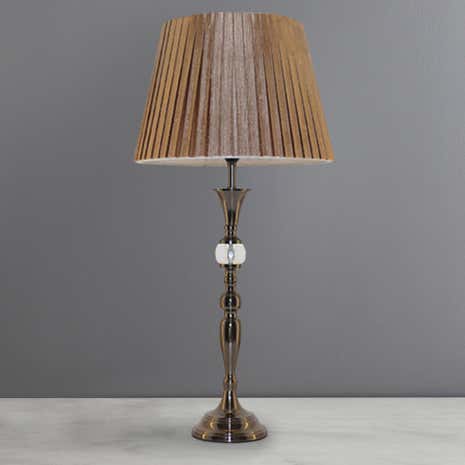 Antique Brass Box Pleat Table Lamp