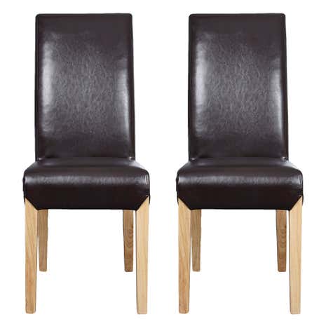 Milan Leather Faced Pair of Dining Chairs