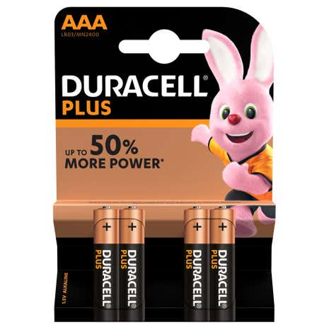 Duracell Plus AAA Pack of 4 Batteries
