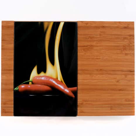 Hot Chilli Bamboo Chopping Board with Glass Inserts