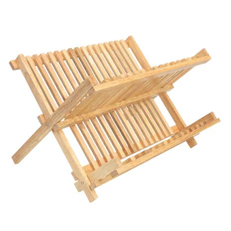 T & G Hevea Wood Folding Plate Rack