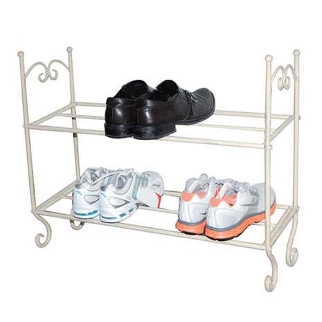 Vintage Cream 2 Tier Shoe Rack
