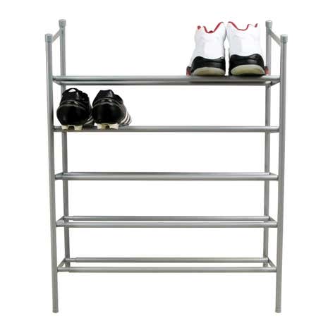 Silver 5 Tier Extending Shoe Rack