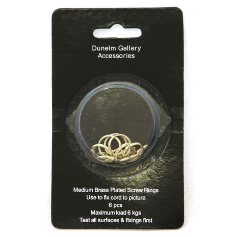 Pack of 6 Medium Brass Plated Screw Rings