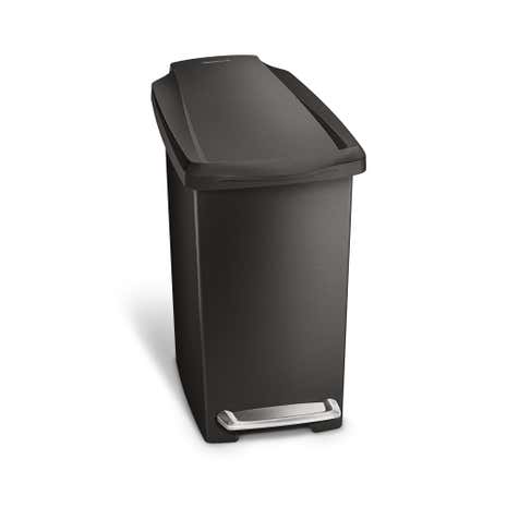 simplehuman 10 Litre Slim Plastic Black Pedal Bin