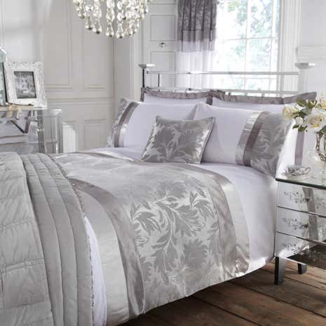 Roma Silver Damask Duvet Cover