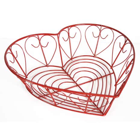Cookshop Heart Shaped Red Wire Basket