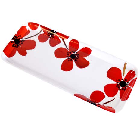 Red Painted Poppy Sandwich Tray
