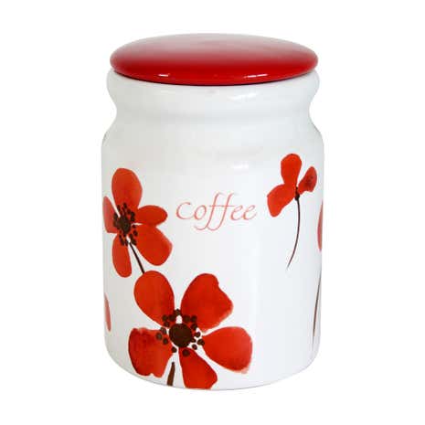 Red Painted Poppy Coffee Storage Jar