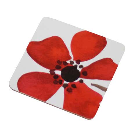 Red Painted Poppy Set of 4 Coasters
