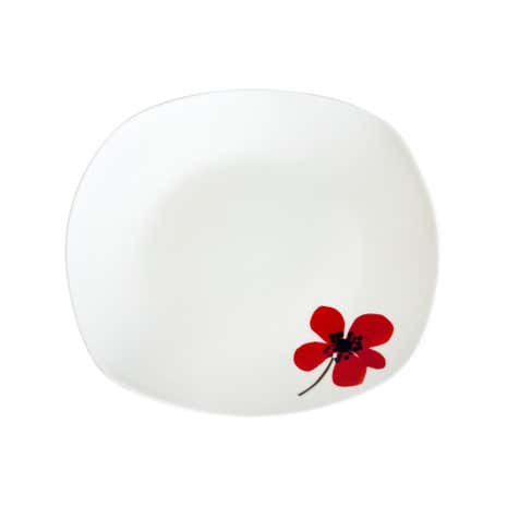 Red Painted Poppy Square Side Plate