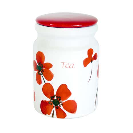 Red Painted Poppy Tea Storage Jar