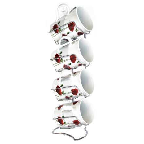 Poppy Set of 4 Mugs on Rack