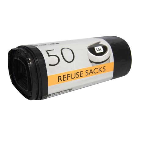 Pack of 50 Extra Strong 50 Litre Refuse Sacks