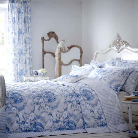 Dorma Toile Blue Quilted Throw