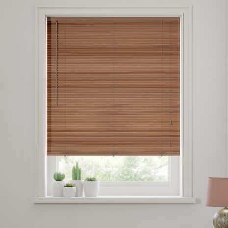 25mm Teak Extended Drop Wooden Venetian Blinds
