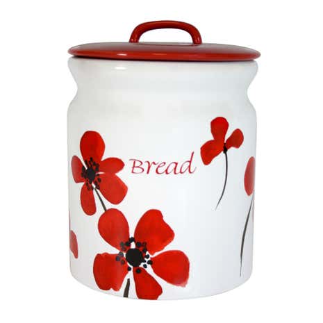Red Painted Poppy Bread Bin