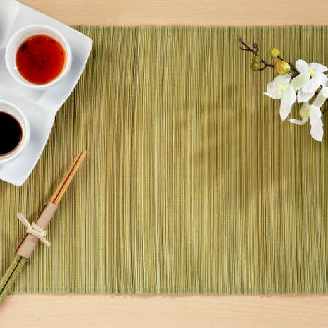 Pack of 4 Green Narrow Bamboo Placemats