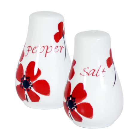 Red Painted Poppy Salt and Pepper Pots