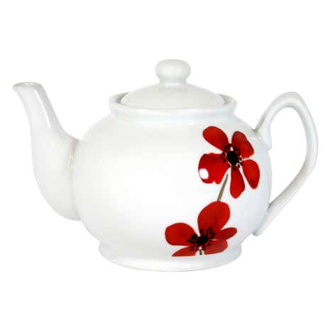 Red Painted Poppy Teapot