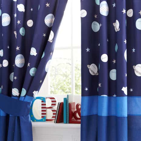 Space Mission Blackout Pencil Pleat Curtains