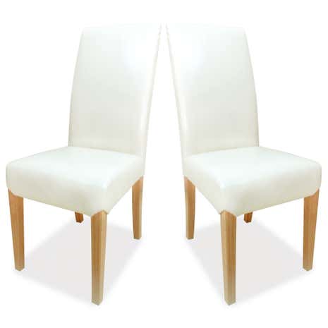 Milan Cream Leather Faced Pair of Dining Chairs