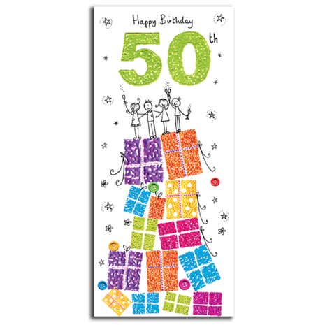Paper Rose Sugar Pips 50th Birthday Card