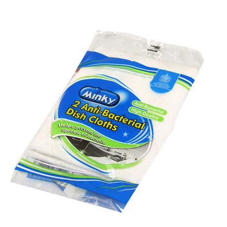 Minky Pack of Two Anti Bacterial Dish Cloths