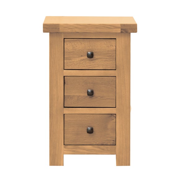 Harrogate Oak 3 Drawer Bedside Table Dunelm