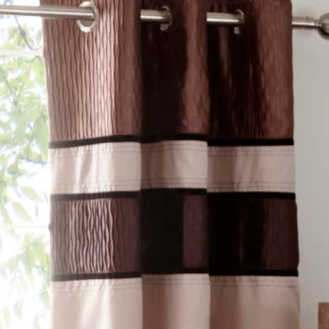 Manhattan Mocha Lined Eyelet Curtains