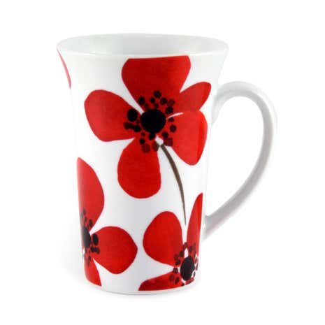 Red Painted Poppy Flared Mug