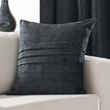 Large Chenille Black Cushion