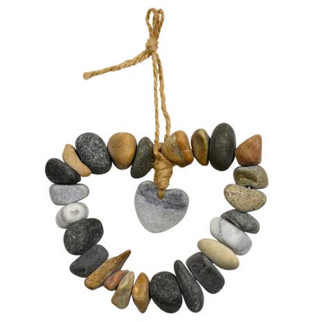 Natural Pebble Heart Shaped Wall Hanging