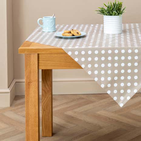 Taupe Dotty PVC Tablecloth