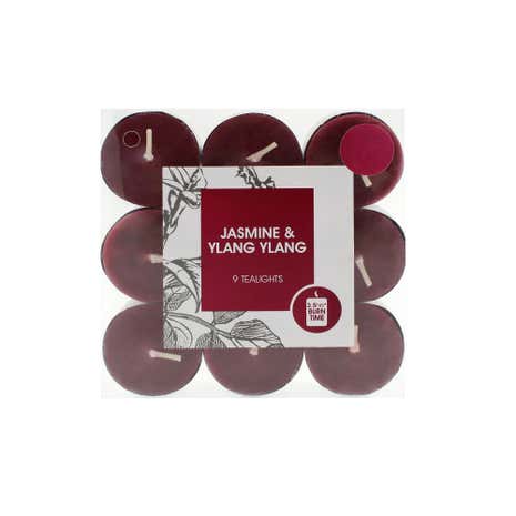 Home Fragrance Pack of 9 Jasmine and Ylang Ylang Scented Tea Lights