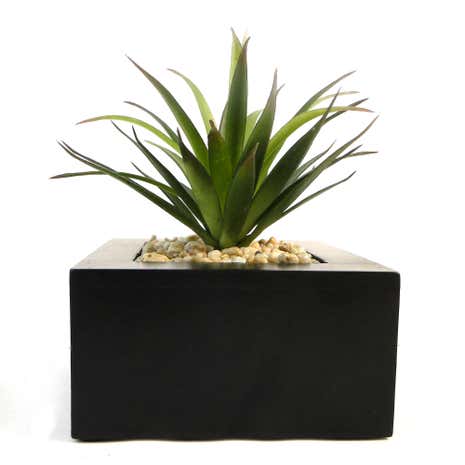Artificial Green Plant in Wood Pot