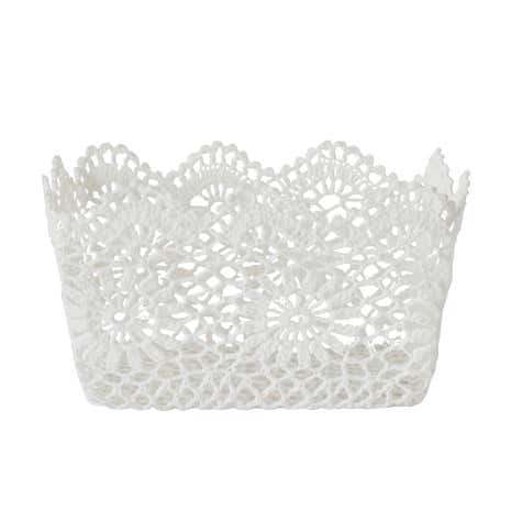White Cotton Crochet Storage Basket