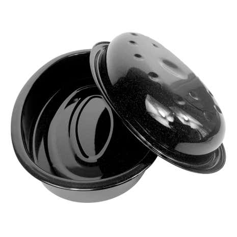 Vitreous Enamel Oval Roaster with Lid