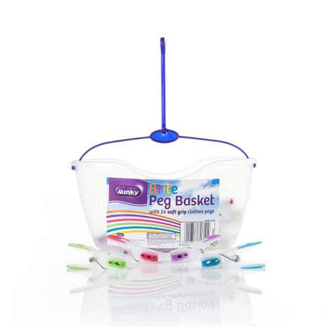 Minky 24 Soft Grip Pegs in a Basket