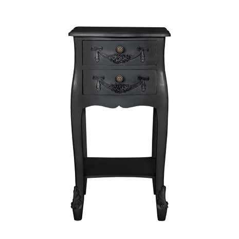 Toulouse Black 2 Drawer Bedside Table