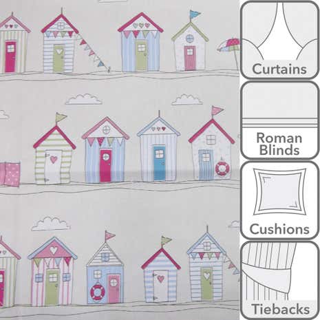 Beach Huts Printed Fabric