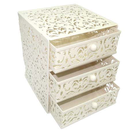 Cream Floral 3 Tier Drawer Unit