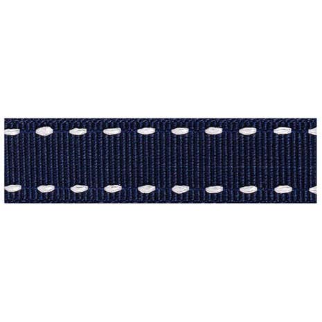 Navy Stitched Grosgrain Ribbon