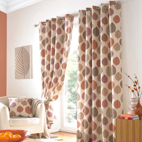 Regan Terracotta Lined Eyelet Curtains