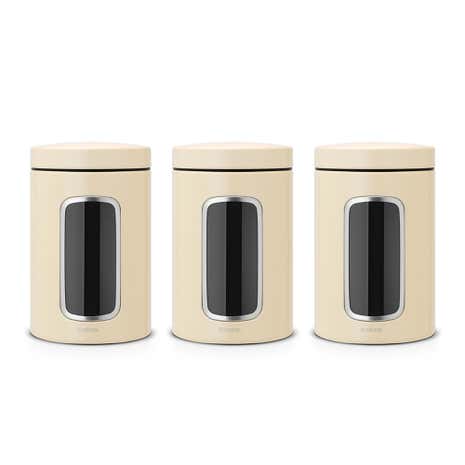 Brabantia Set of 3 Almond Window Canisters