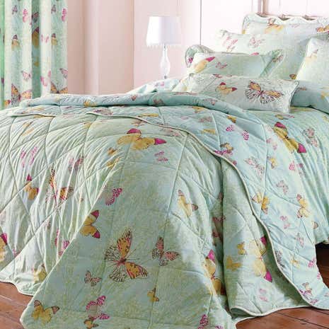 Botanica Butterfly Eau de Nil Bedspread