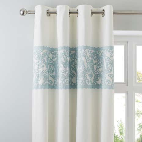 Evie Butterfly Duck Egg Thermal Eyelet Curtains